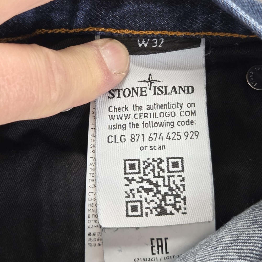 Stone Island Jeans Mens Blue Dark Wash Slim Skinny Type SK Logo Patch Fits 32x29 - Picture 16 of 16
